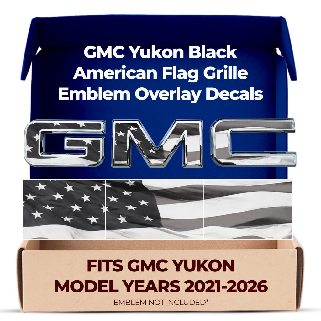 GMC Yukon Black American Flag Grille GMC Overlay Decals