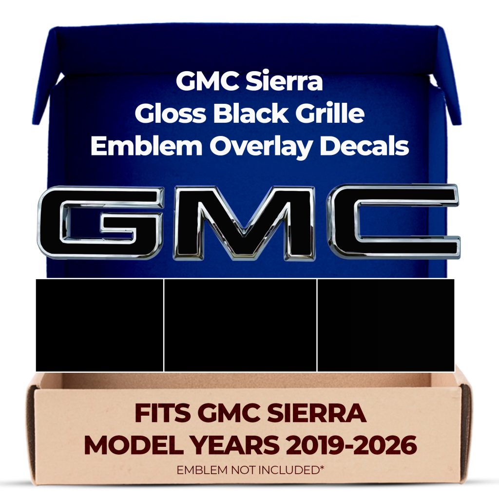 GMC Sierra Gloss Black (Blackout) Grille GMC Emblem Overlay Decals
