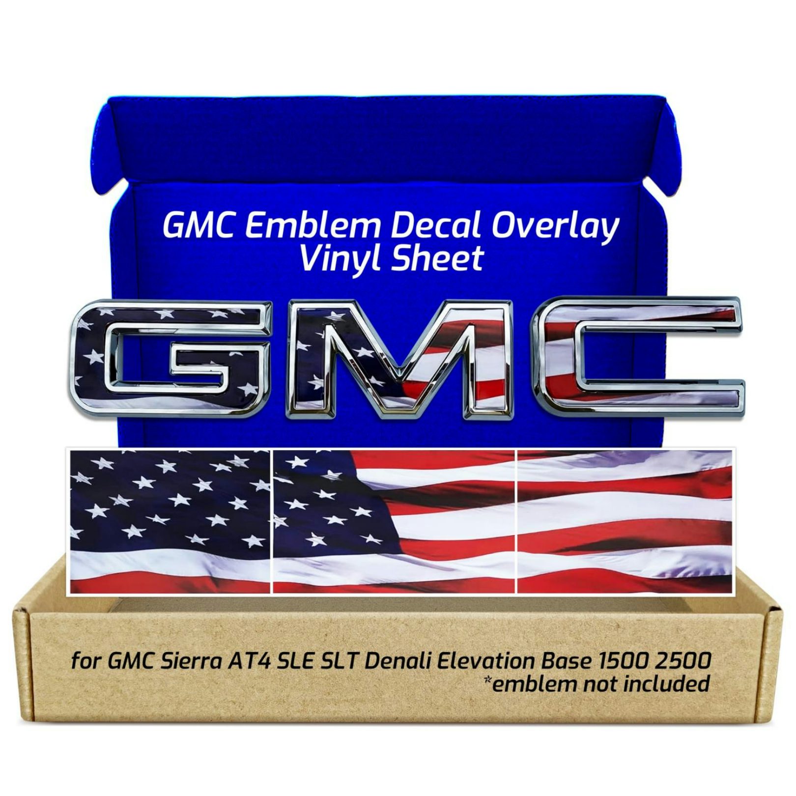 GMC Sierra 1500 2500 3500 American Flag Tailgate GMC Emblem Decal