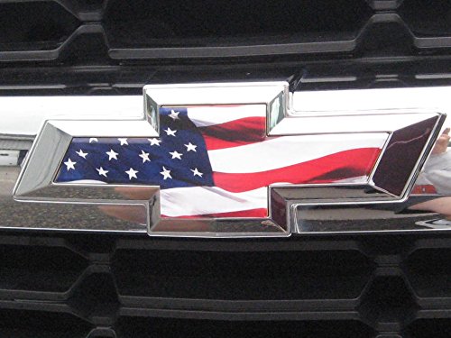 Chevrolet Silverado American Flag Grille Tailgate Bowtie Overlay Decals Set of 2