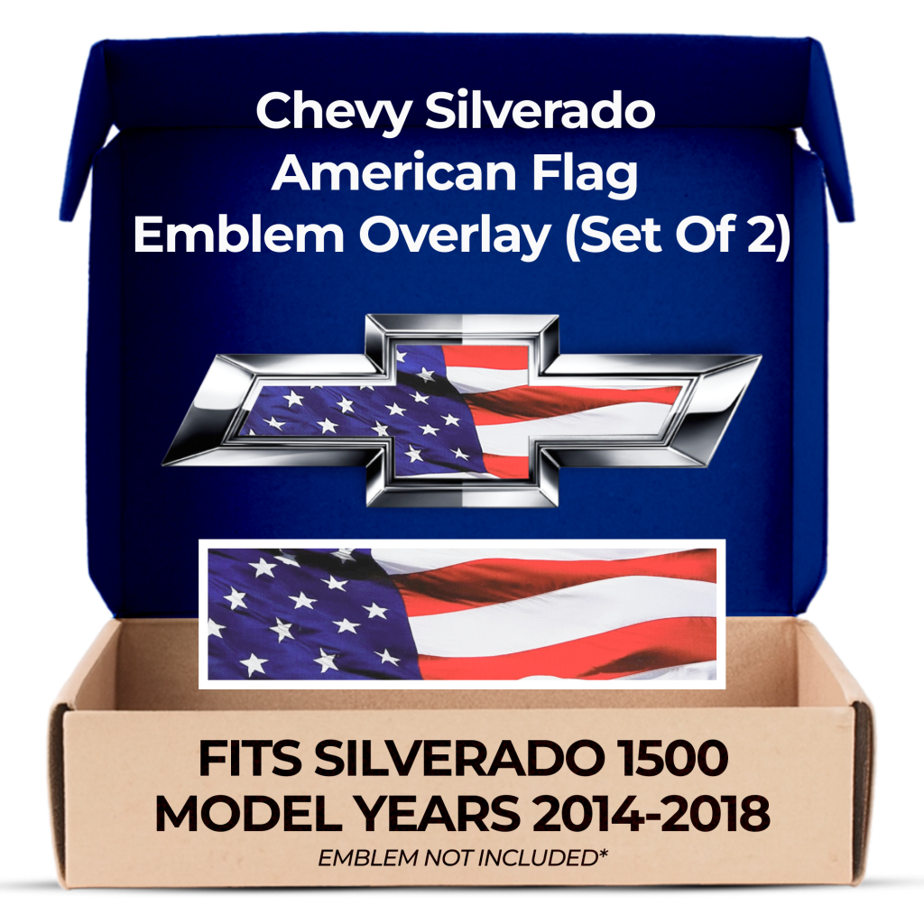 Chevrolet Silverado American Flag Grille Tailgate Bowtie Overlay Decals Set of 2