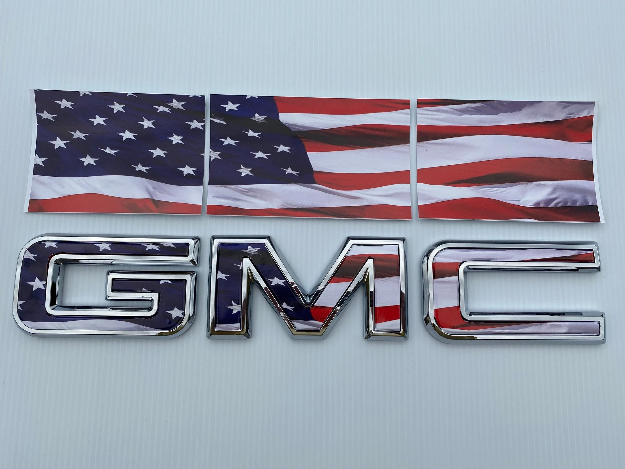 GMC Yukon XL Denali American Flag Grille GMC Emblem Overlay Decal