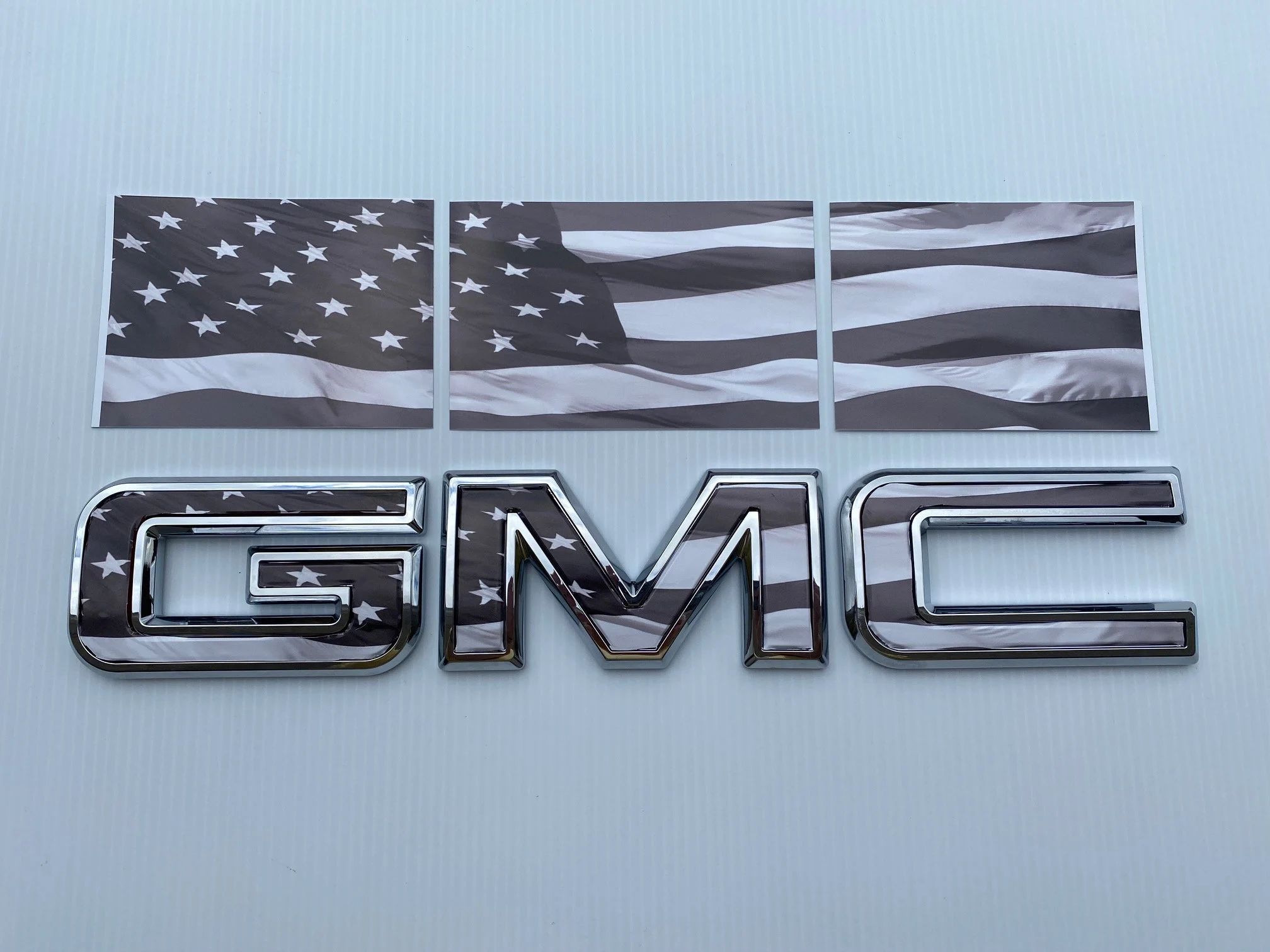 GMC Sierra Black American Flag Grille GMC Emblem Overlay Decals
