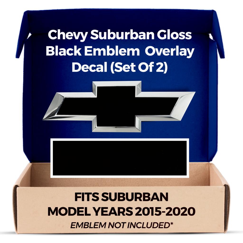 Chevrolet Suburban Black Grille and Liftgate Bowtie Emblem Overlay Decals Set of 2