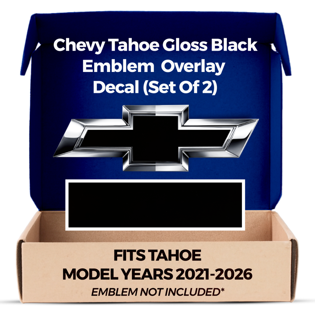 Chevrolet Tahoe Black Grille and Liftgate Bowtie Emblem Overlay Decals Set of 2