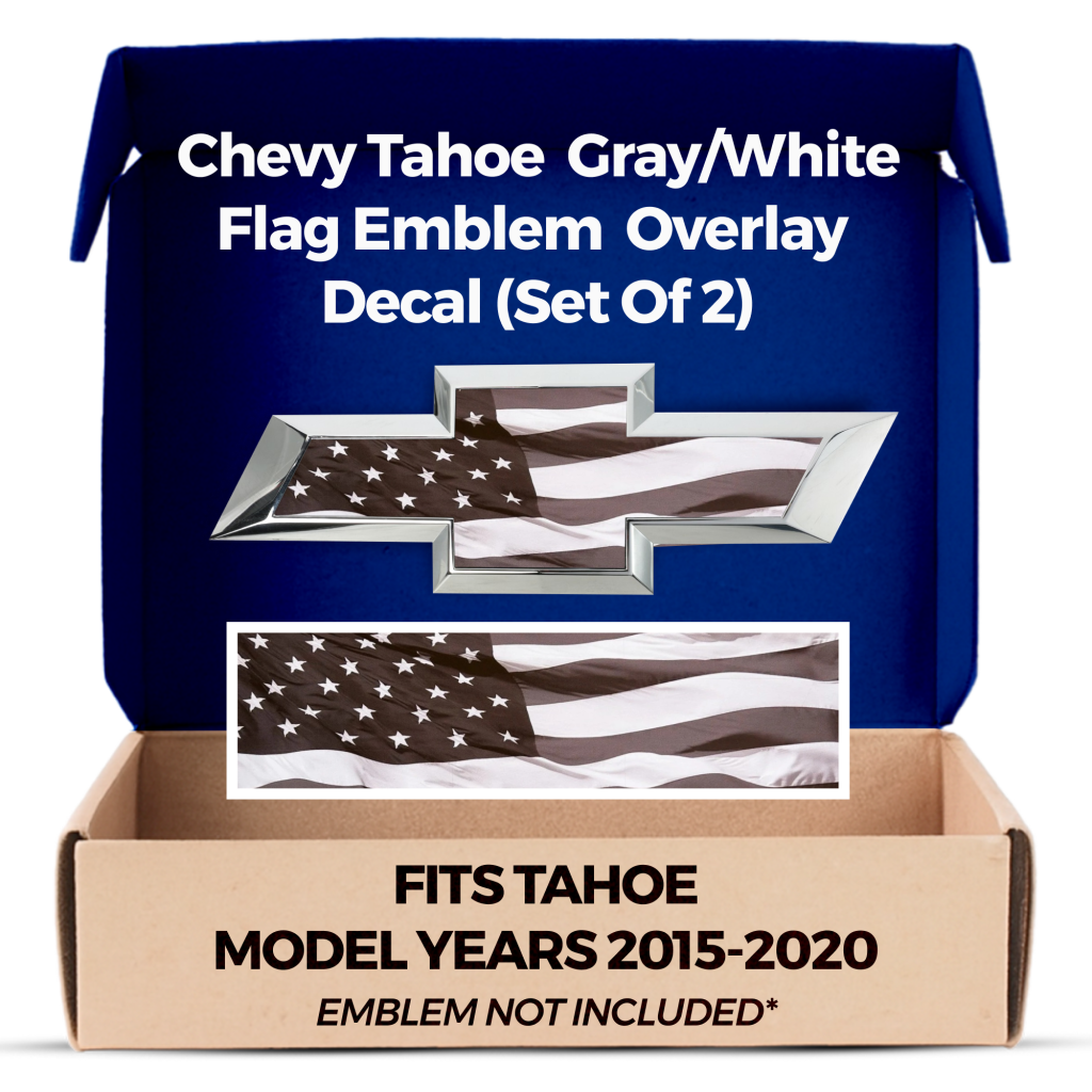 Chevrolet Tahoe Black American Flag Grille Gate Bowtie Overlay Decals