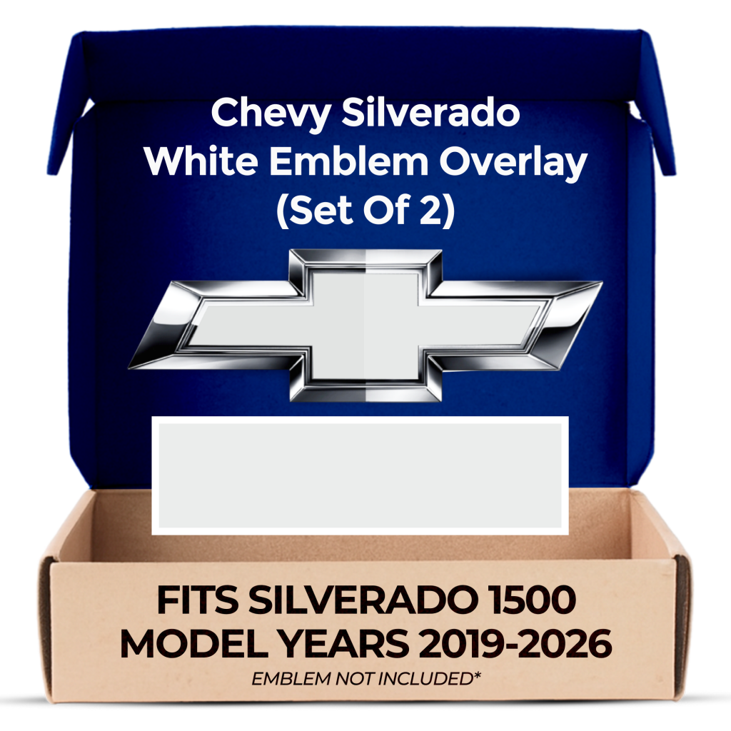 Chevrolet Silverado White Grille Tailgate Bowtie Emblem Overlay Decals Set of 2