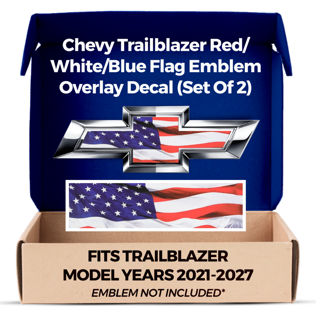 Chevrolet Trailblazer American Flag Grille Gate Bowtie Overlay Decals Set of 2