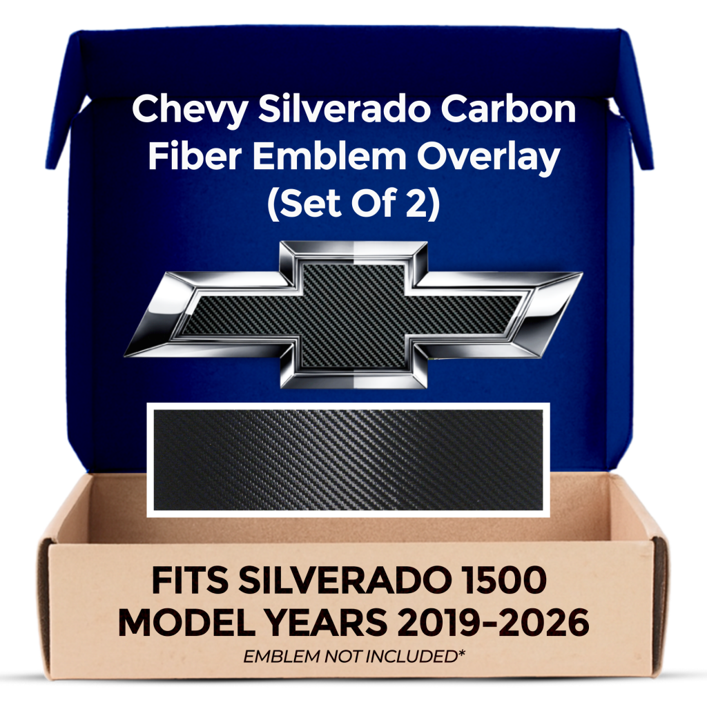 Chevrolet Silverado Carbon Fiber Grille Tailgate Bowtie Overlay Decals Set of 2