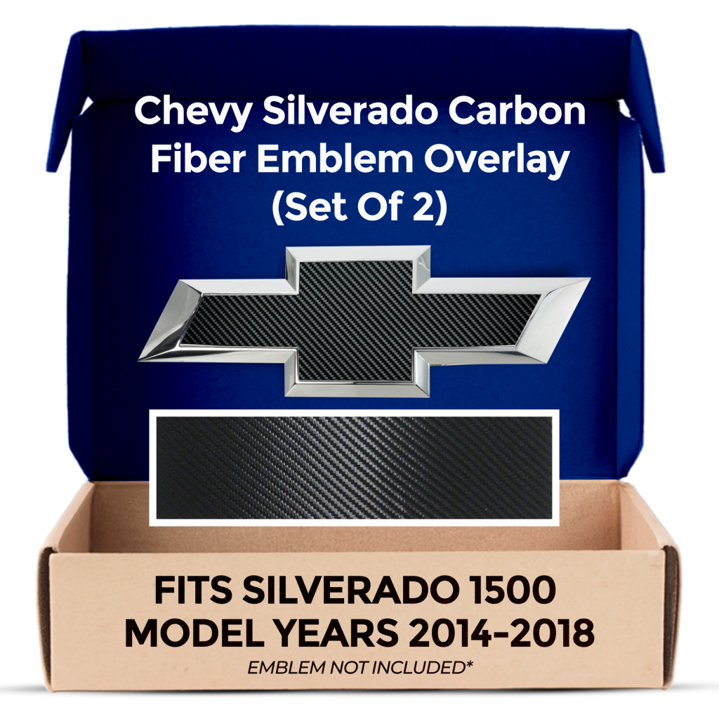 Chevrolet SIlverado Carbon Fiber Grille Tailgate Bowtie Overlay Decals Set of 2