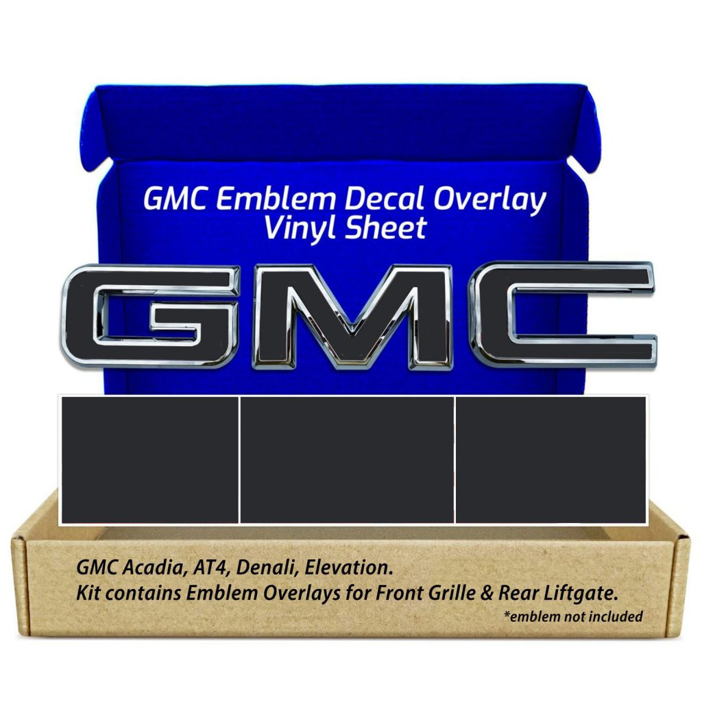 GMC Acadia Blackout Grille Gate GMC Emblem Overlay Decals Kit Set of 2