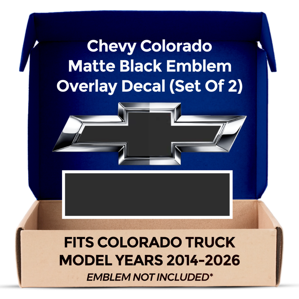 Chevrolet Colorado Matte Black (Blackout) Grille Tailgate Bowtie Overlay Decals Set of 2