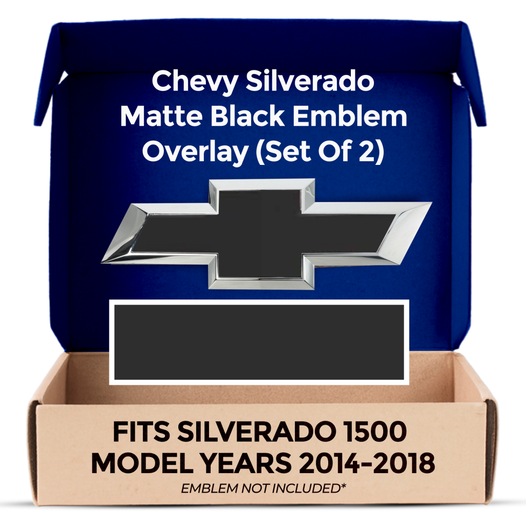 Chevrolet Silverado MATTE BLACK Grille Tailgate Bowtie Overlay Decals Set of 2