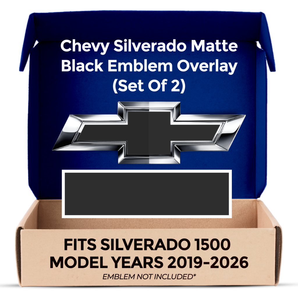 Chevrolet Silverado MATTE Black Grille Tailgate Bowtie Overlay Decals Set of 2